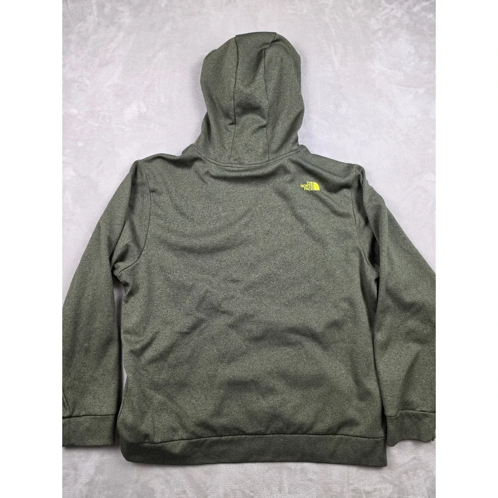 The North Face Hoodie Mens XL Green Yellow Logo Fleece Pullover Sweatshirt